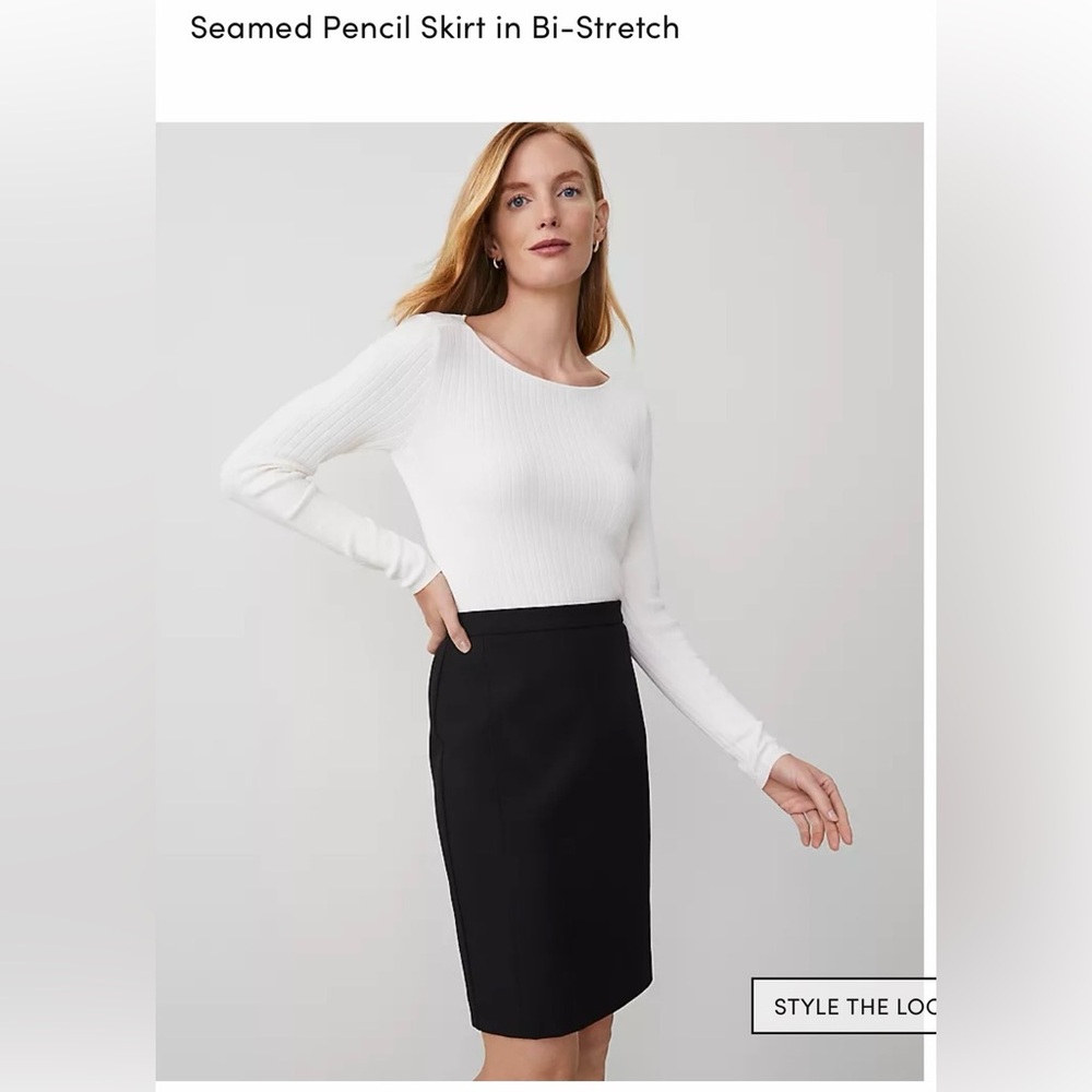 NWT Ann Taylor Seamed Pencil Skirt in Bi-Stretch Black Size 12